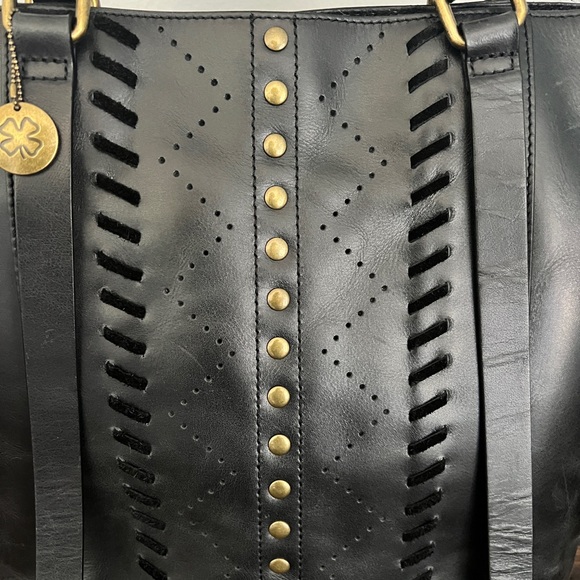 Lucky Brand Black Studded Tote with Braided Detail - Picture 2 of 12